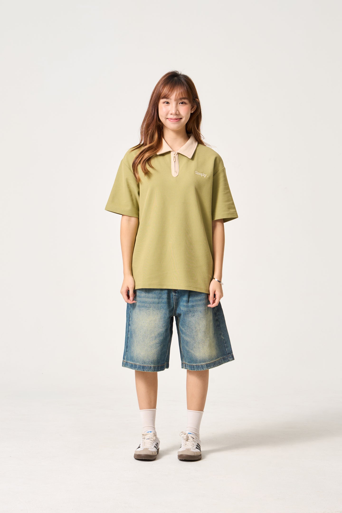 Simply . Unisex Zipper Polo (Avocado Green) - Simply